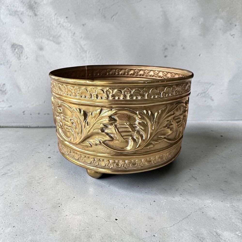 Vintage Irving Schwartz Solid Brass Contempora Footed Planter